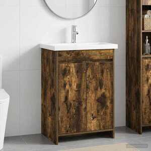 Imagine vidaXL Set de mobilier pentru baie Stejar fumuriu 61 x 40 x 84, 5 cm
