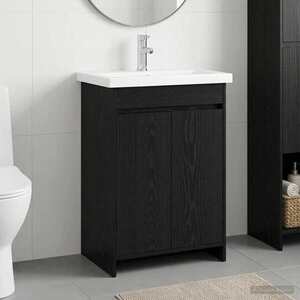 Imagine vidaXL Set de mobilier pentru baie Stejar Negru 81 x 40 x 84, 5 cm