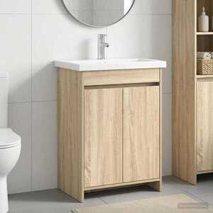 Imagine vidaXL Set de mobilier pentru baie Stejar Sonoma 81 x 40 x 84, 5 cm