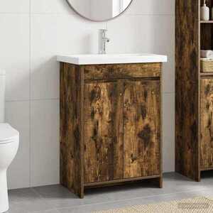 Imagine vidaXL Set de mobilier pentru baie Stejar fumuriu 81 x 40 x 84, 5 cm