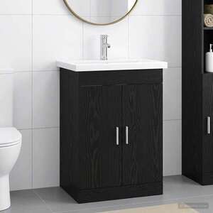 Imagine vidaXL Set de mobilier pentru baie Stejar Negru 61 x 40 x 84, 5 cm