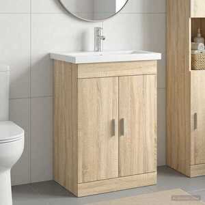 Imagine vidaXL Set de mobilier pentru baie Stejar Sonoma 61 x 40 x 84, 5 cm