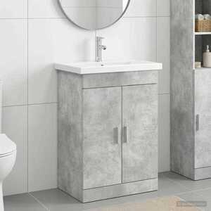 Imagine vidaXL Set de mobilier pentru baie Gri Beton 61 x 40 x 84, 5 cm
