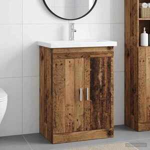 Imagine vidaXL Set de mobilier pentru baie Lemn vechi 61 x 40 x 84, 5 cm