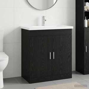Imagine vidaXL Set de mobilier pentru baie Stejar Negru 81 x 40 x 84, 5 cm