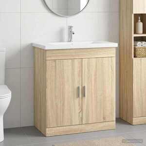 Imagine vidaXL Set de mobilier pentru baie Stejar Sonoma 81 x 40 x 84, 5 cm