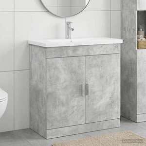 Imagine vidaXL Set de mobilier pentru baie Gri Beton 81 x 40 x 84, 5 cm