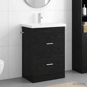 Imagine vidaXL Set de mobilier pentru baie Stejar Negru 61 x 40 x 84, 5 cm