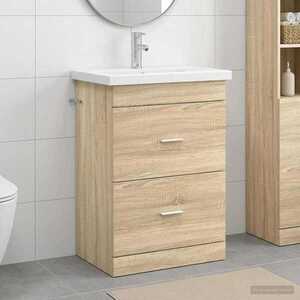 Imagine vidaXL Set de mobilier pentru baie Stejar Sonoma 61 x 40 x 84, 5 cm