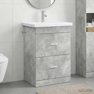 Imagine vidaXL Set de mobilier pentru baie Gri Beton 61 x 40 x 84, 5 cm