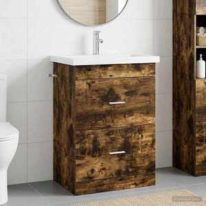 Imagine vidaXL Set de mobilier pentru baie Stejar fumuriu 61 x 40 x 84, 5 cm