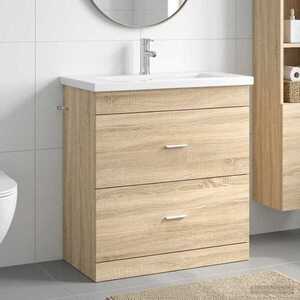 Imagine vidaXL Set de mobilier pentru baie Stejar Sonoma 81 x 40 x 84, 5 cm