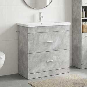Imagine vidaXL Set de mobilier pentru baie Gri Beton 81 x 40 x 84, 5 cm