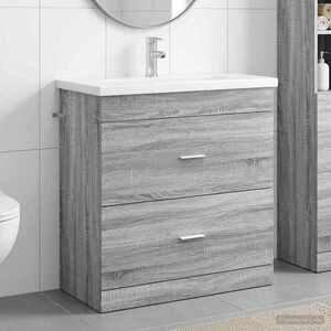 Imagine vidaXL Set de mobilier pentru baie Sonoma gri 81 x 40 x 84, 5 cm