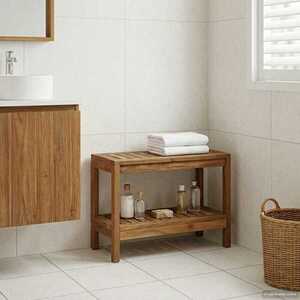 Imagine vidaXL Măsuță de toaleta natural 60 x 30 x 45 cm Lemn solid de tec