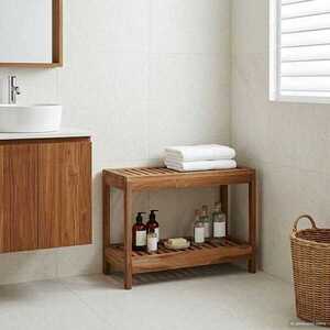 Imagine vidaXL Măsuță de toaleta natural 60 x 30 x 45 cm Lemn solid de tec
