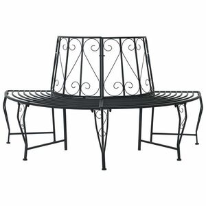 Imagine vidaXL Bancă cu arbori 4-Număr de locuri 160 x 80 x 89 cm Oțel Negru