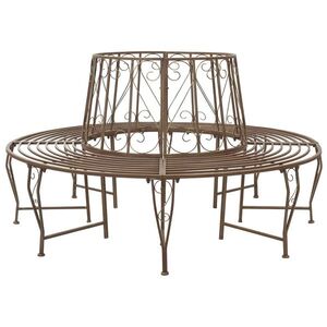 Imagine vidaXL Bancă cu arbori 8-Număr de locuri Ø 160 x 89 cm Oțel Maro Antic