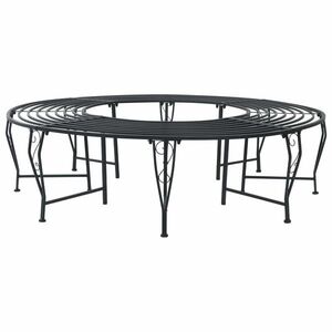 Imagine vidaXL Bancă cu arbori 8-Număr de locuri Ø 160 x 44 cm Oțel Negru