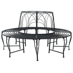 Imagine vidaXL Bancă cu arbori 8-Număr de locuri Ø 160 x 89 cm Oțel Negru