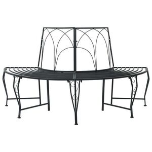 Imagine vidaXL Bancă cu arbori 4-Număr de locuri 160 x 80 x 89 cm Oțel Negru