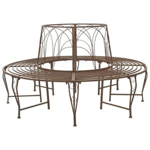 Imagine vidaXL Bancă cu arbori 8-Număr de locuri Ø 160 x 89 cm Oțel Maro Antic