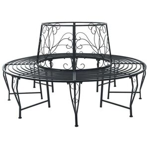 Imagine vidaXL Bancă cu arbori 8-Număr de locuri Ø 160 x 89 cm Oțel Negru