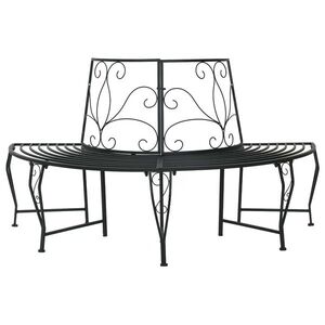 Imagine vidaXL Bancă cu arbori 4-Număr de locuri 160 x 80 x 89 cm Oțel Negru