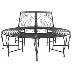 Imagine vidaXL Bancă cu arbori 8-Număr de locuri Ø 160 x 89 cm Oțel Negru