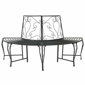 Imagine vidaXL Bancă cu arbori 4-Număr de locuri 160 x 80 x 89 cm Oțel Negru