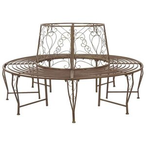 Imagine vidaXL Bancă cu arbori 8-Număr de locuri Ø 160 x 89 cm Oțel Maro Antic