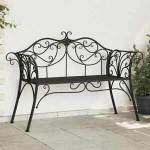 Imagine vidaXL Bancă de grădină 2-Număr de locuri 130 x 47 x 90 cm Oțel Negru