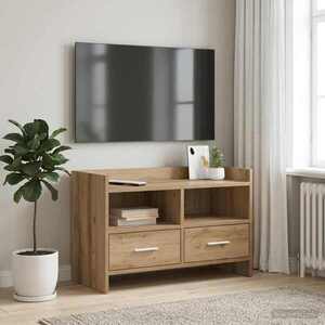 Imagine vidaXL Cabinet TV 71, 5 x 33 x 47 cm Stejar Artizanal Lemn prelucrat