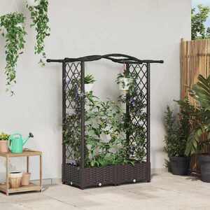 Imagine vidaXL Pat Ridicat cu Trellis și Acoperiș Maro 124 x 40 x 123 cm PP