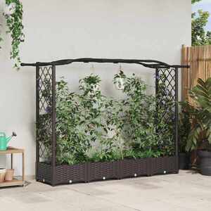 Imagine vidaXL Pat Ridicat cu Trellis și Acoperiș Maro 207 x 40 x 123 cm PP
