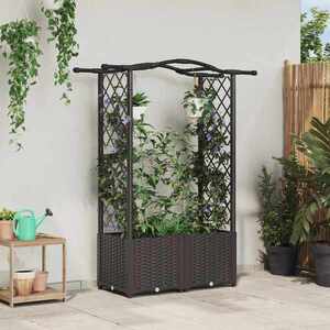 Imagine vidaXL Pat Ridicat cu Trellis și Acoperiș Maro 125 x 40 x 138 cm PP