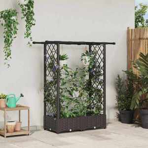 Imagine vidaXL Pat Ridicat cu Trellis și Acoperiș Maro 122, 5 x 40 x 121 cm PP