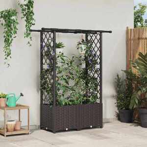 Imagine vidaXL Pat Ridicat cu Trellis și Acoperiș Maro 124, 5 x 40 x 136 cm PP
