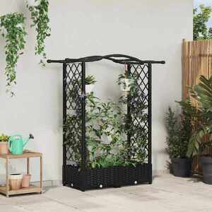 Imagine vidaXL Pat Ridicat cu Trellis și Acoperiș Negru 124 x 40 x 123 cm PP