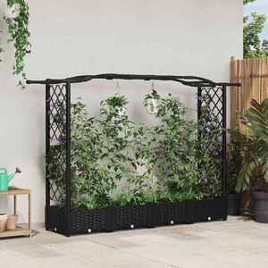 Imagine vidaXL Pat Ridicat cu Trellis și Acoperiș Negru 207 x 40 x 123 cm PP
