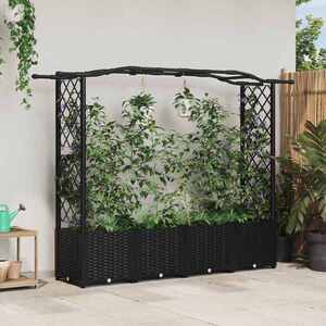 Imagine vidaXL Pat Ridicat cu Trellis și Acoperiș Negru 204 x 40 x 138 cm PP