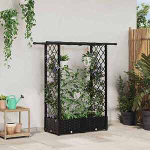 Imagine vidaXL Pat Ridicat cu Trellis și Acoperiș Negru 122, 5 x 40 x 121 cm PP