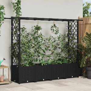 Imagine vidaXL Pat Ridicat cu Trellis și Acoperiș Negru 203 x 40 x 136 cm PP