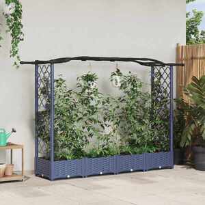 Imagine vidaXL Pat Ridicat cu Trellis și Acoperiș Gri 207 x 40 x 123 cm PP