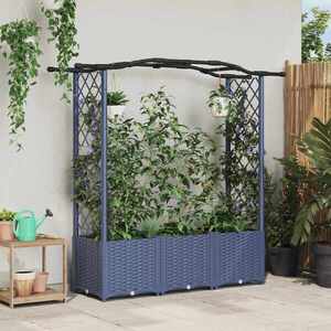 Imagine vidaXL Pat Ridicat cu Trellis și Acoperiș Gri 164 x 40 x 138 cm PP