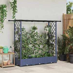 Imagine vidaXL Pat Ridicat cu Trellis și Acoperiș Gri 164 x 40 x 121 cm PP