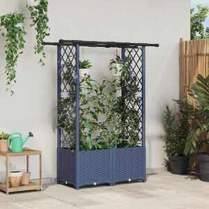 Imagine vidaXL Pat Ridicat cu Trellis și Acoperiș Gri 124, 5 x 40 x 136 cm PP