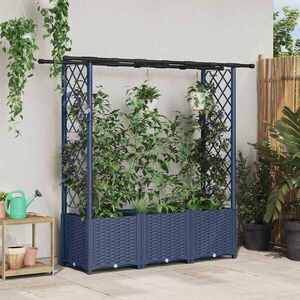 Imagine vidaXL Pat Ridicat cu Trellis și Acoperiș Gri 162, 5 x 40 x 136 cm PP