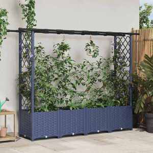 Imagine vidaXL Pat Ridicat cu Trellis și Acoperiș Gri 203 x 40 x 136 cm PP