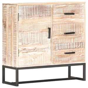 Imagine vidaXL Servantă, alb, 73 x 30 x 75 cm, lemn masiv de acacia